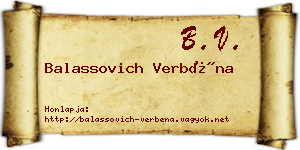 Balassovich Verbéna névjegykártya